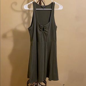Army Green A Line Dress Cute Low Cleavage Detail